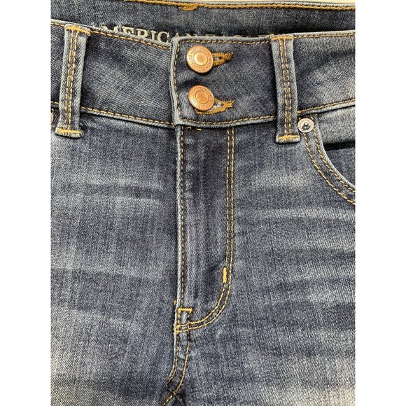 American Eagle Outfitters Super Stretch Dark Wash Denim Jeans Size 6 Rolled Hem - Picture 2 of 5